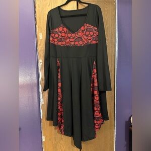 Elegant Black and Red Lace Dress